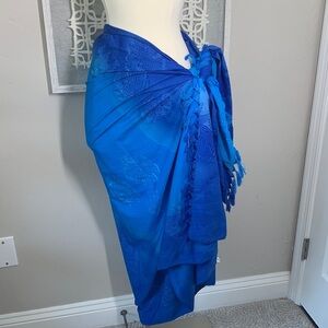 Rima royal blue fish print sarong/scarf